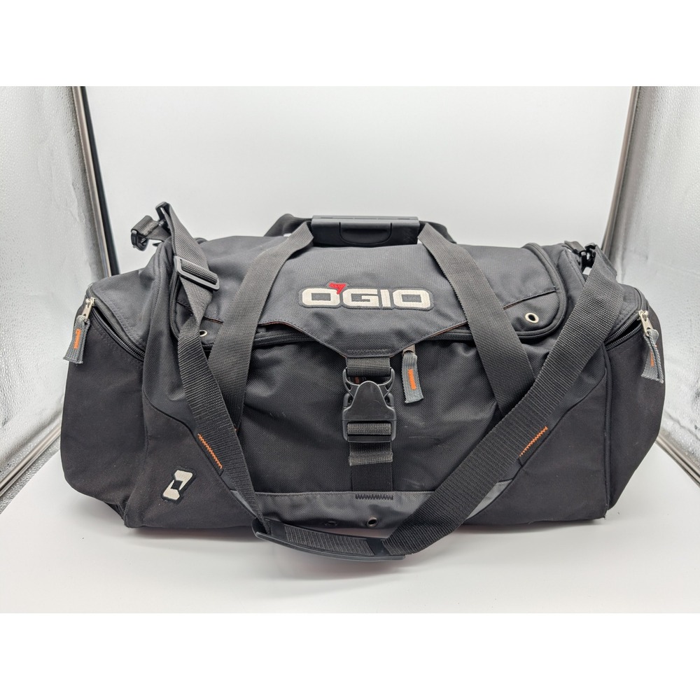 OGIO Black Duffel Bag Orange Lining Travel Gym Sports Gear Bag with Strap